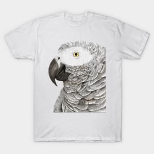 Grey parrot congo african timneh old word bird watercolor T-Shirt